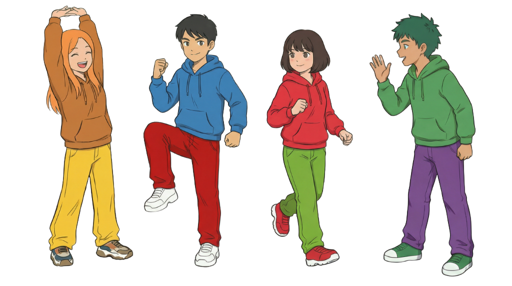 フィットネスをする若者たち