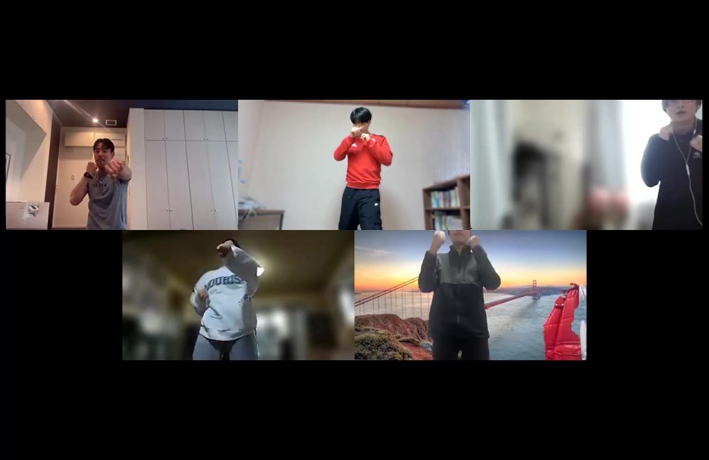 ユースフィットメイツ Youth Fit Mates オンライン運動セッション 高校生が集まって楽しく運動する様子